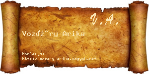 Vozáry Arika névjegykártya